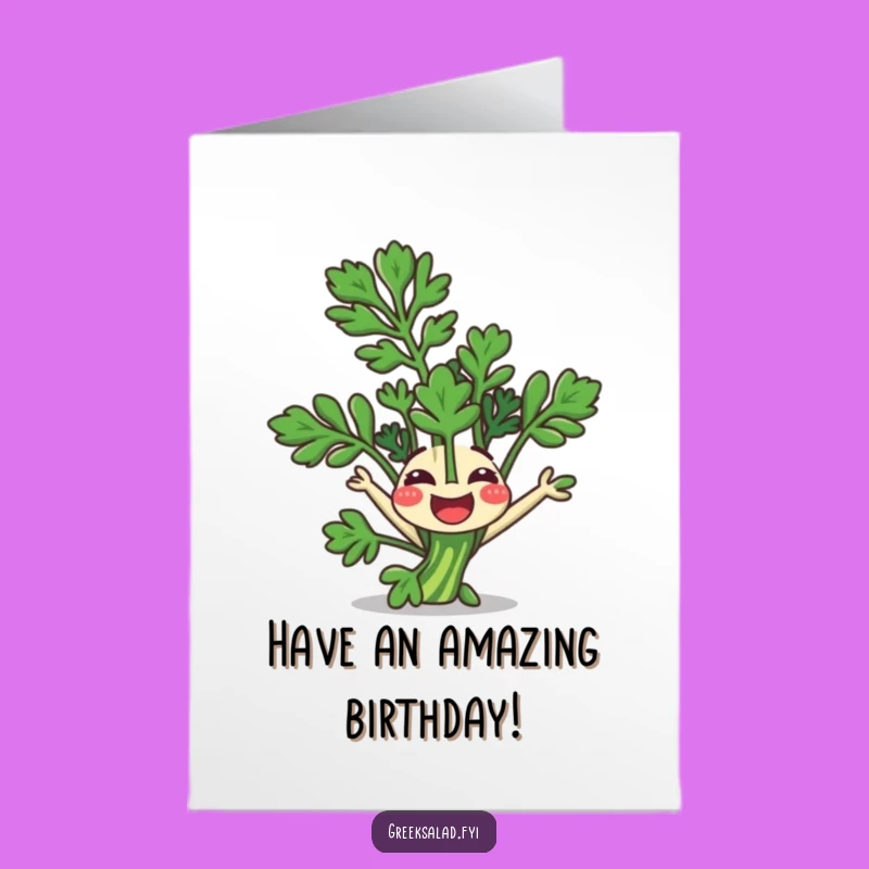 Free Printable Birthday Card: Parsley Somersault - Downloadable Herbaceous Fun!