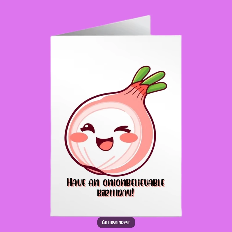 Free Printable Birthday Card: Winking Onion Ring Funny Downloadable Gift