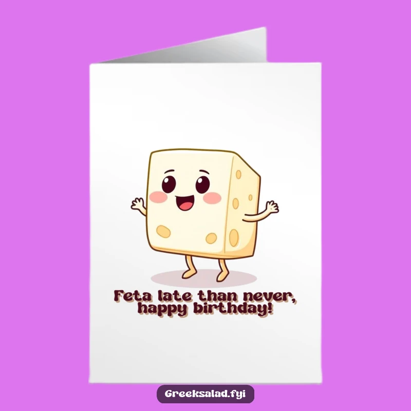 Free Printable Feta Cheese Birthday Card: Funny Jigging Cube Downloadable Gift