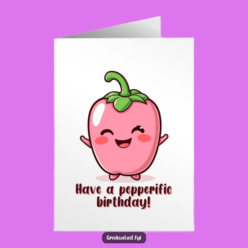Funny Free Printable Birthday Card: Cheerful Bell Pepper, Smiling Downloadable Gift