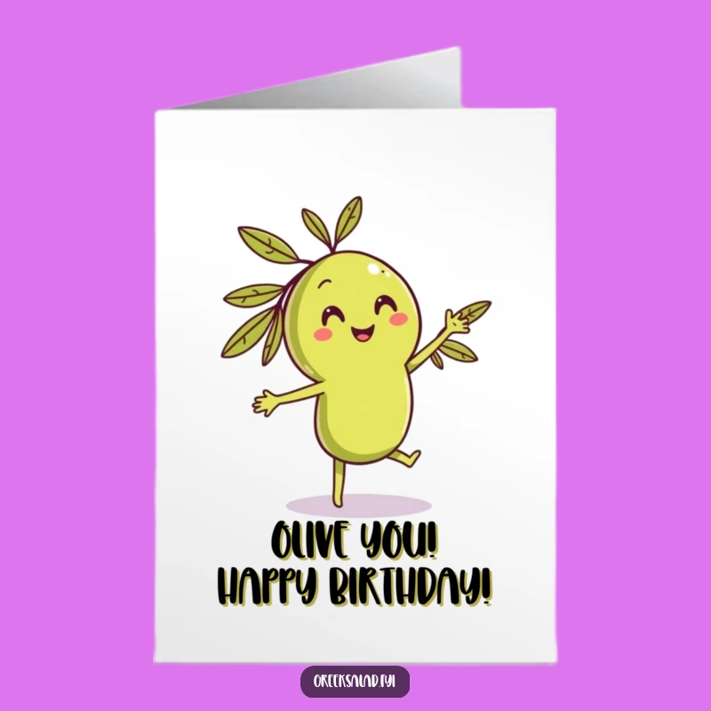 Free Printable Birthday Olive Card: Funny Downloadable Gift for a Groovy Celebration