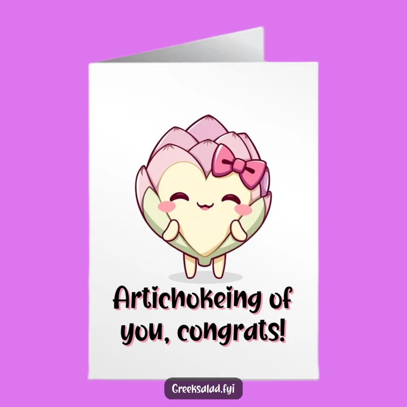 Free Printable Congrats Card: Artichoke Heart's Elegant Bow