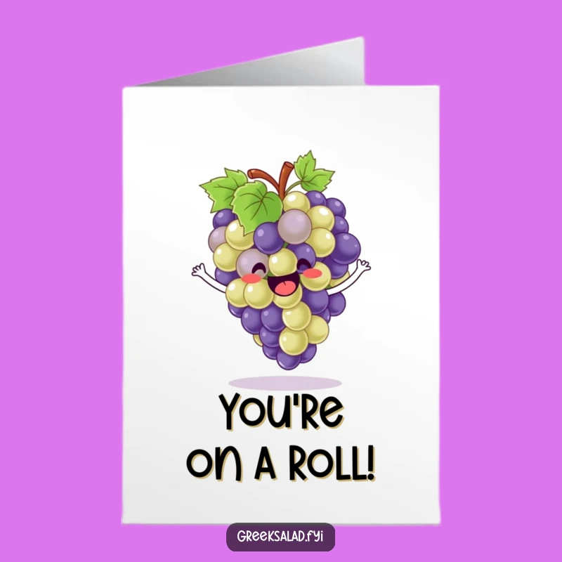 Free Printable Congrats Card: Bouncing Grapes Cheer - Downloadable Fruity Success!