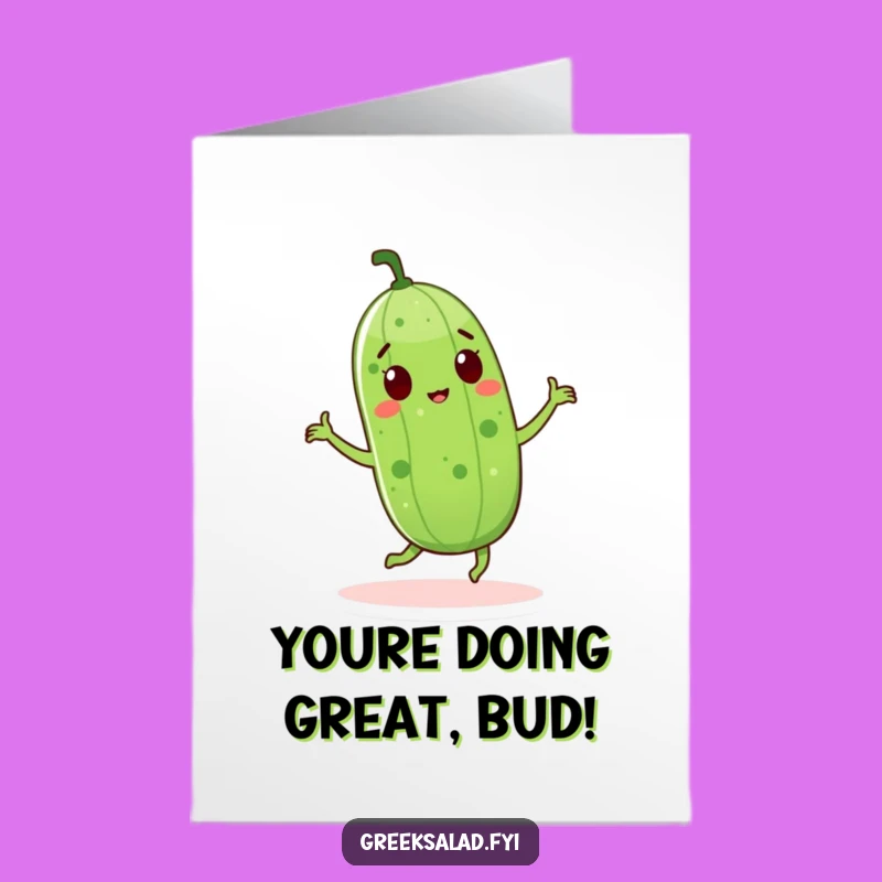 Free Printable Congrats Card: Jolly Dancing Cucumber, Cheers Downloadable Gift