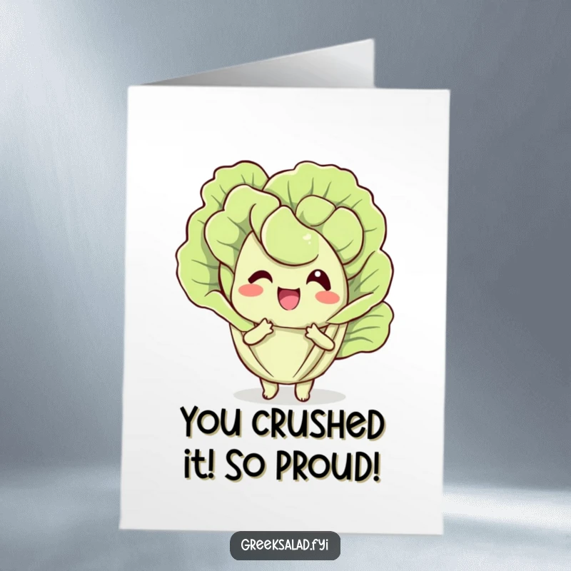 Funny Free Printable Congrats Card: Excited Lettuce Leaf Fanning Itself, Cool and Refreshing