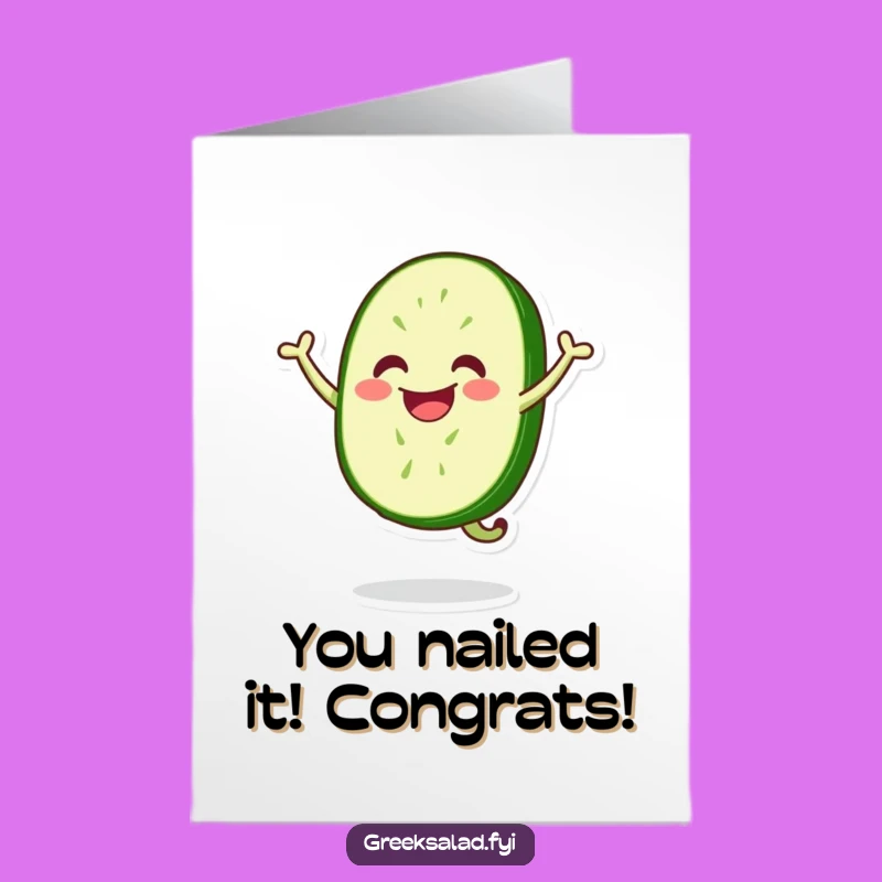 Free Printable Cucumber Jump Congrats Card: Funny Downloadable for Any Achievement!