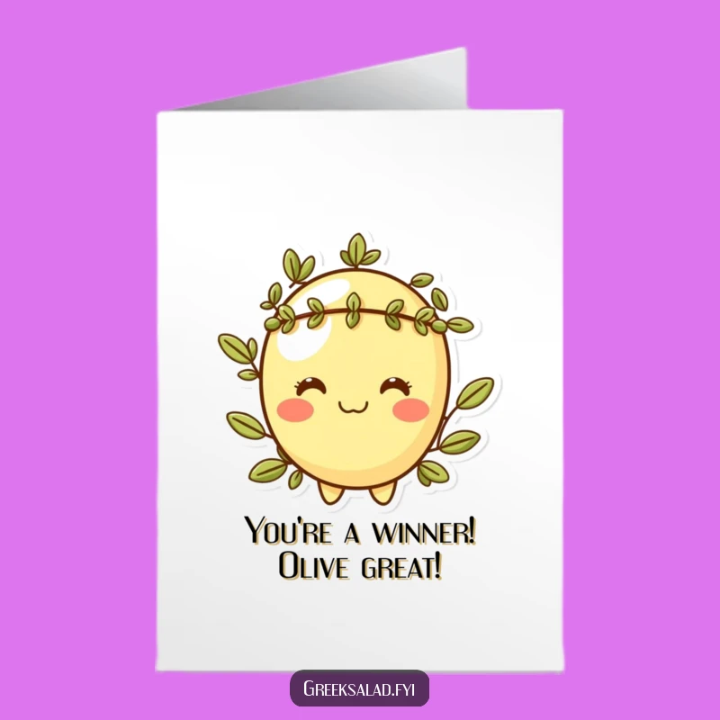 Free Printable Congrats Card: Victorious Olive, Humorous Downloadable