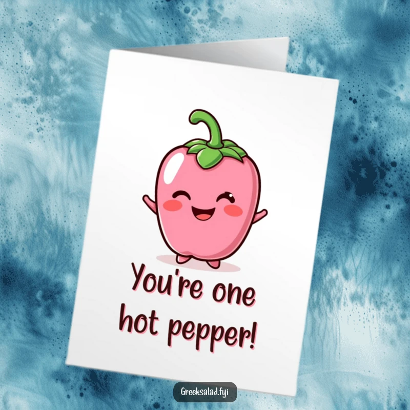 Free Printable Congratulations Card: A cheerful bell pepper character beaming with a bright smile, celebrating an achievement.