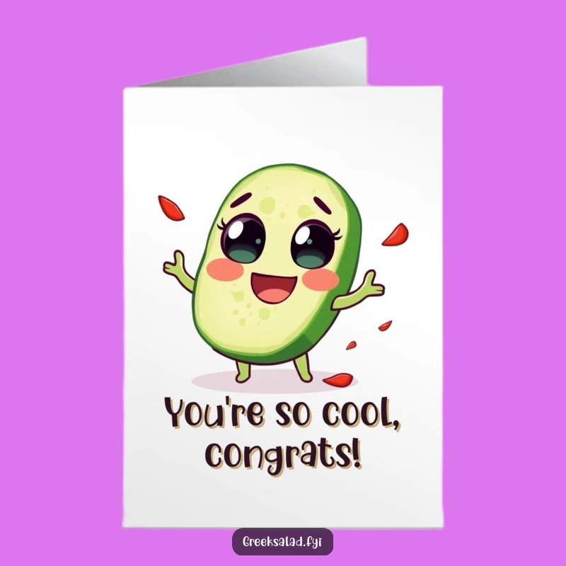 Free Printable Cucumber Congrats Card: Juggling Slice Download