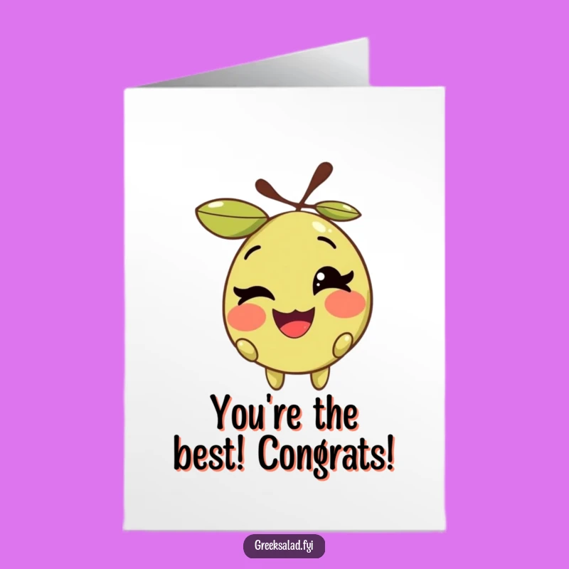 Congrats Free Printable Card: Winking Olive, Punny Downloadable Gift!