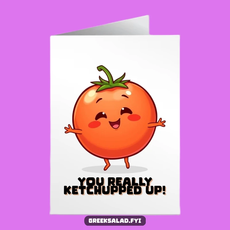 Free Printable Congrats Card: Dancing Tomato Celebrates Success