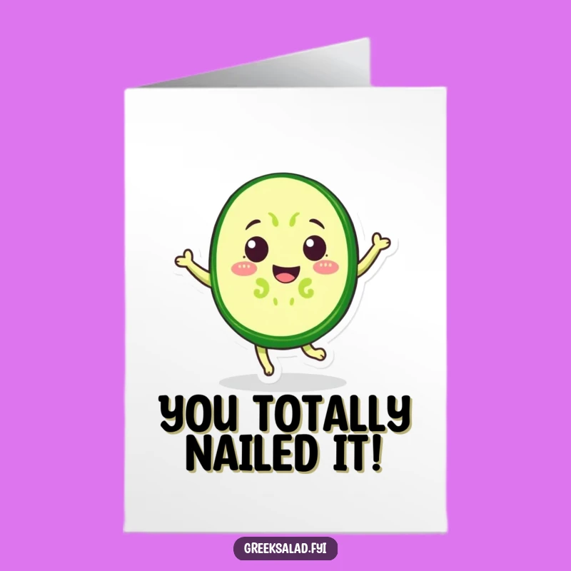 Free Printable Congrats Card: Funny Jumping Cucumber, Hilarious Downloadable, Print at Home Cheer