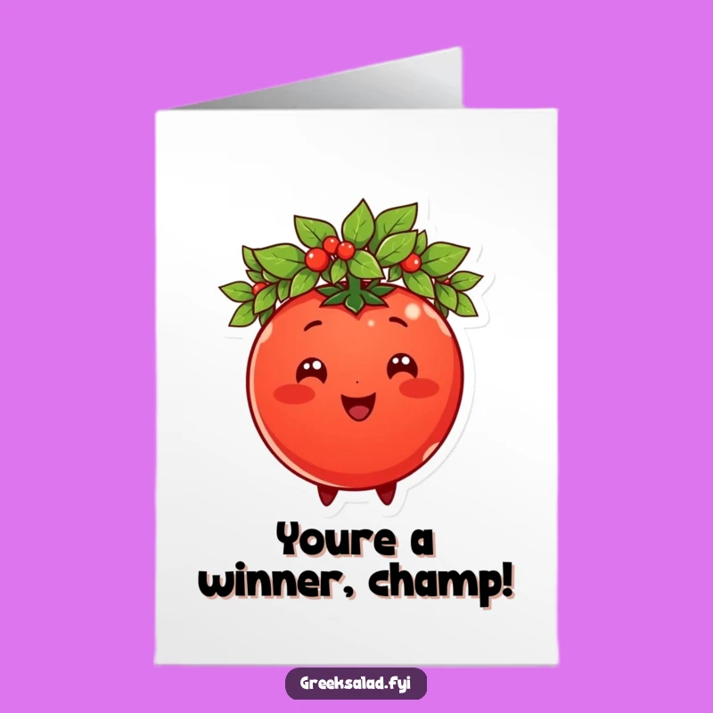 Free Printable Congrats Card: Victorious Tomato Design, Cheers Downloadable Gift