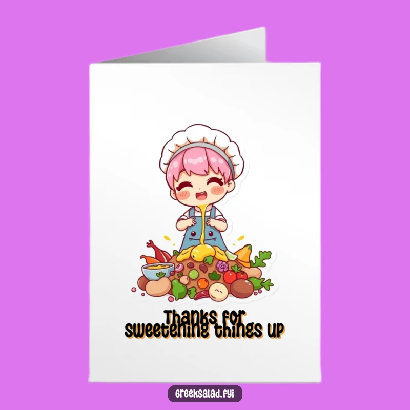 Free Printable Thank You Card: Baking Character, Drizzle, Humorous Downloadable Gift