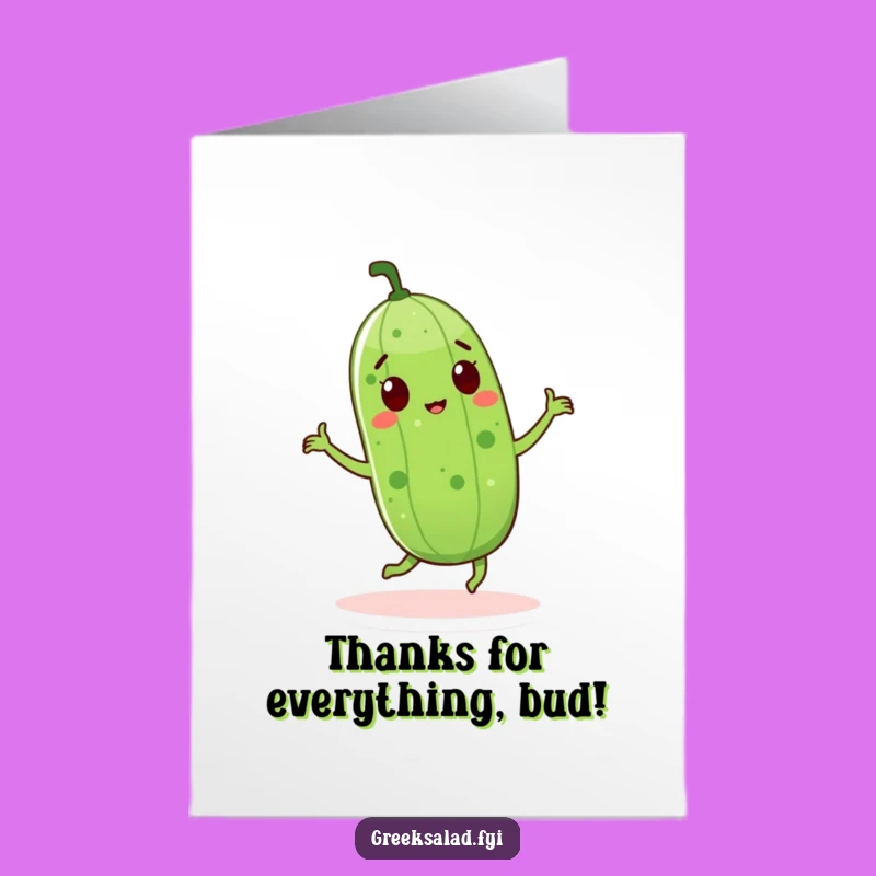 Free Printable Thank You Card: Dancing Cucumber Thanks, Downloadable Gift