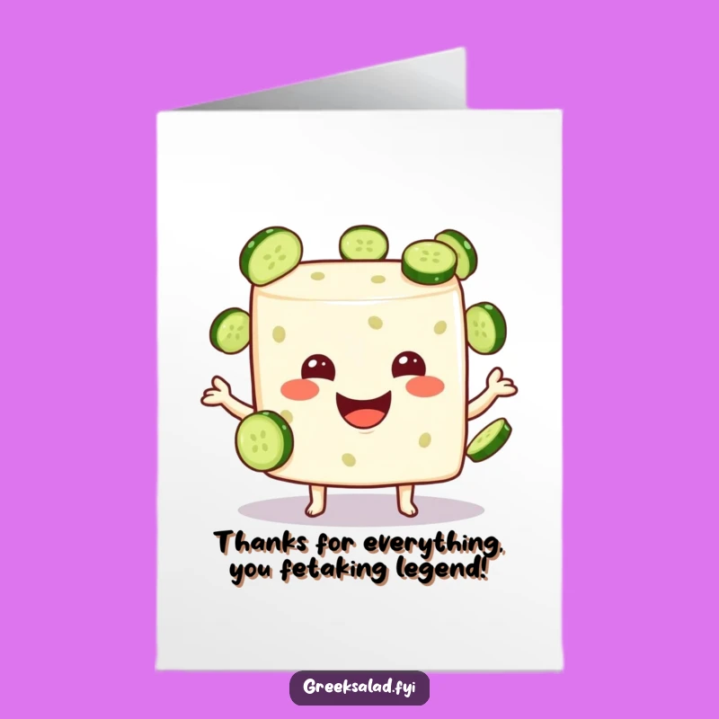 Free Printable Thank You Card: Feta Cheese Juggler Expresses Gratitude