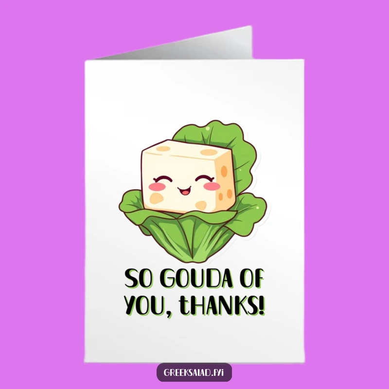 Free Printable Thank You Card: Feta Cheese Winking, Humorous Downloadable Gift