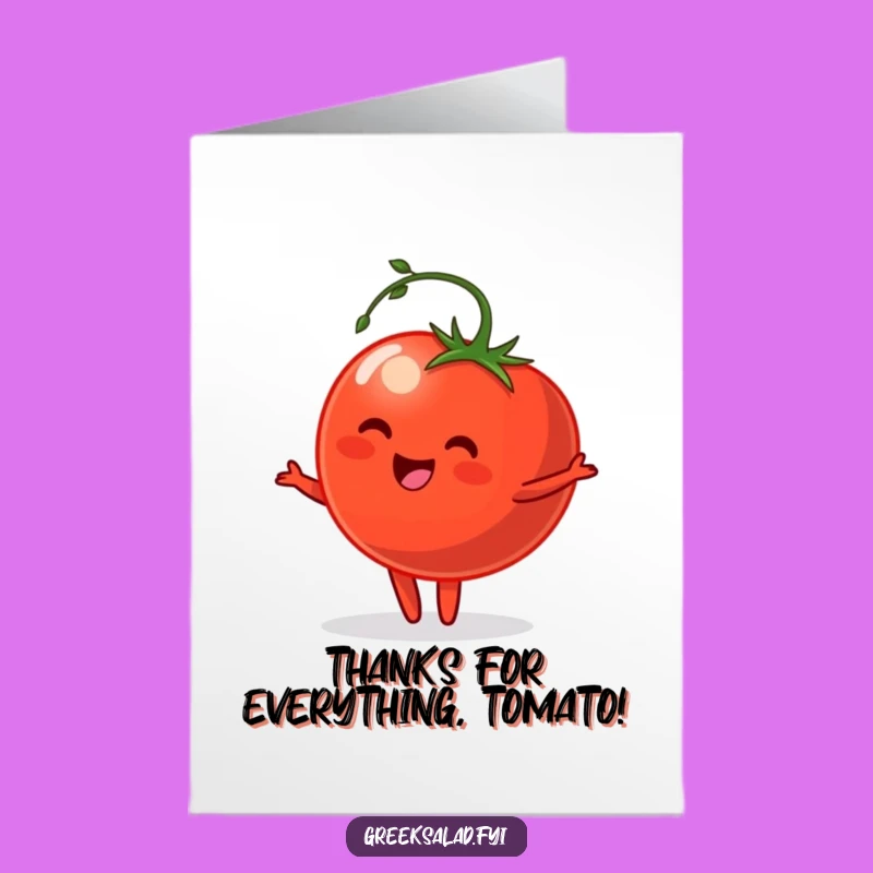 Free Printable Thank You Card: Funny Tomato Dance, Hilarious Downloadable, Print at Home Grace