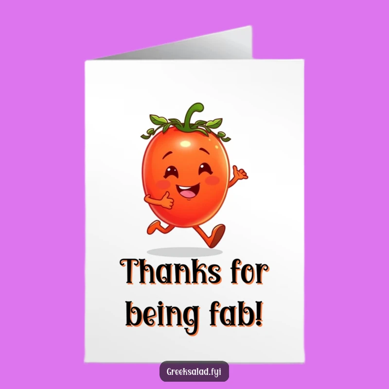 Free Printable Thank You Card: Jogging Tomato Thanks, Humorous Downloadable Gratitude