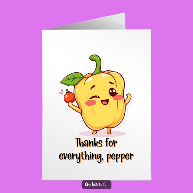 Free Printable Thank You Card: Winking Pepper, Downloadable Charm