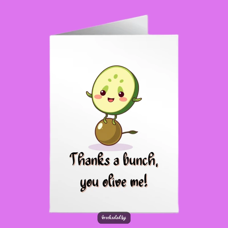 Free Printable Thank You Card: Witty Cucumber & Olive Humor, Downloadable Appreciation Gift