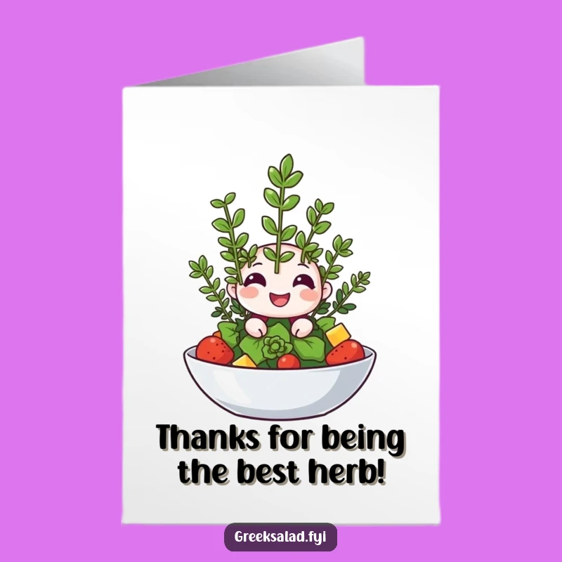 Fresh Free Printable Thank You Card: Winking Oregano, Salad Gratitude Downloadable