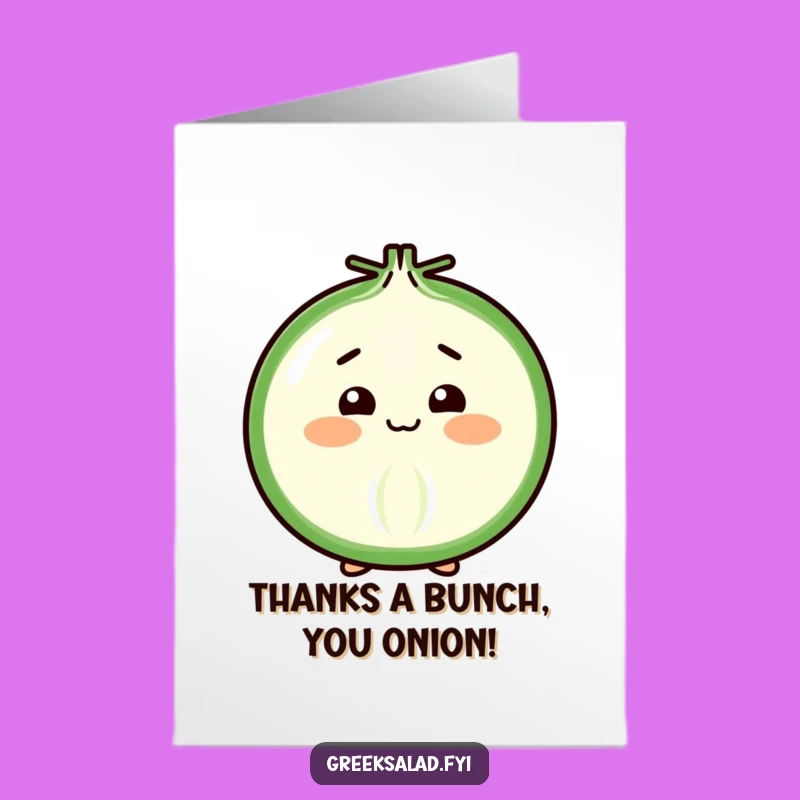 Free Printable Thank You Onion Card: Shy Bow Comedy Downloadable Gift
