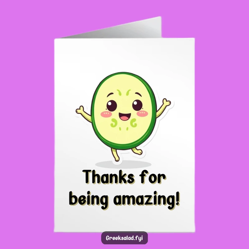 Free Printable Thank You Card: Funny Cucumber Jump, Hilarious Downloadable, Print at Home Gratitude