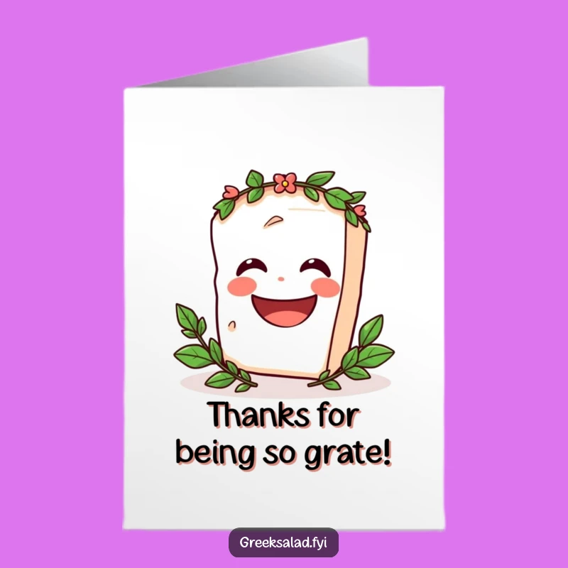 Free Printable Thank You Card: Funny Feta Thanks, Laurel Wreath Laugh, Hilarious Downloadable