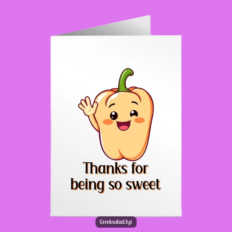 Free Printable Thank You Card: Waving Pepper Character Funny Downloadable Gift