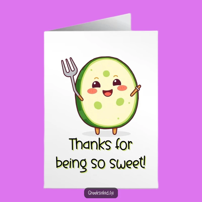 Free Printable Thank You Card: Grinning Cucumber - Downloadable Foodie Gratitude!