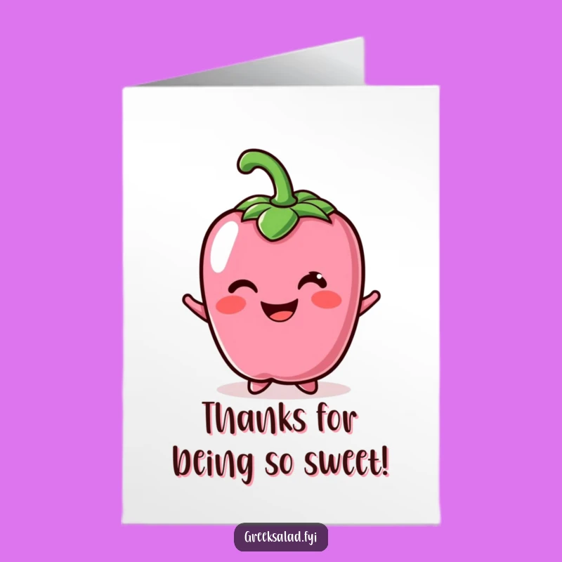Fresh Free Printable Thank You Card: Smiling Bell Pepper, Grateful Downloadable
