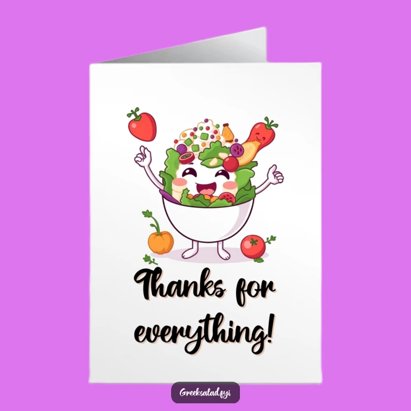 Free Printable Thank You Card: Salad Bowl Thanks, Downloadable Gift
