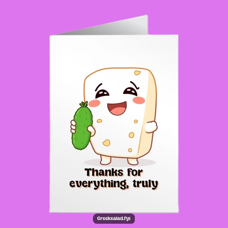 Free Printable Thank You Card: Feta Says Thanks - Funny Downloadable Gift