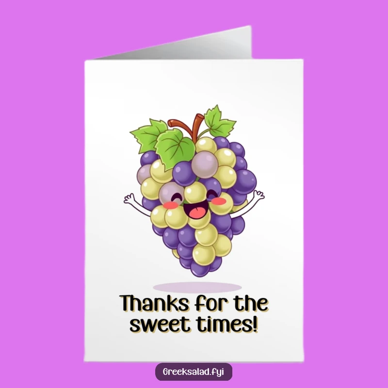 Free Printable Thank You Card: Bouncing Grapes - Downloadable Fruity Gratitude!