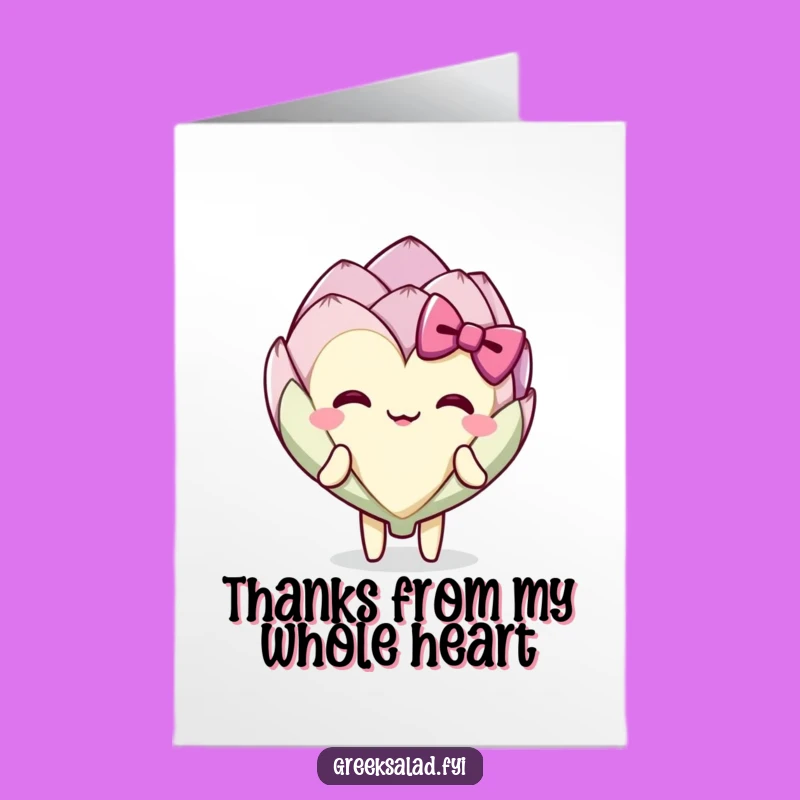 Free Printable Thank You Card: Artichoke Heart's Grateful Bow