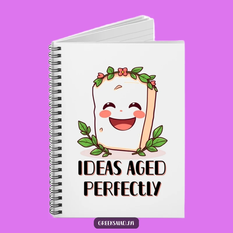 Funny Feta Spin Notebook - Cute Laughing Cheese Journal, Perfect Funny Gift for Foodies