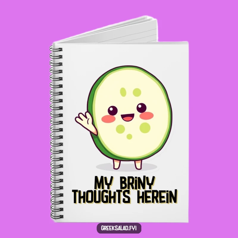 Funny Cucumber Notebook: Waving Veggie Character Journal Gift