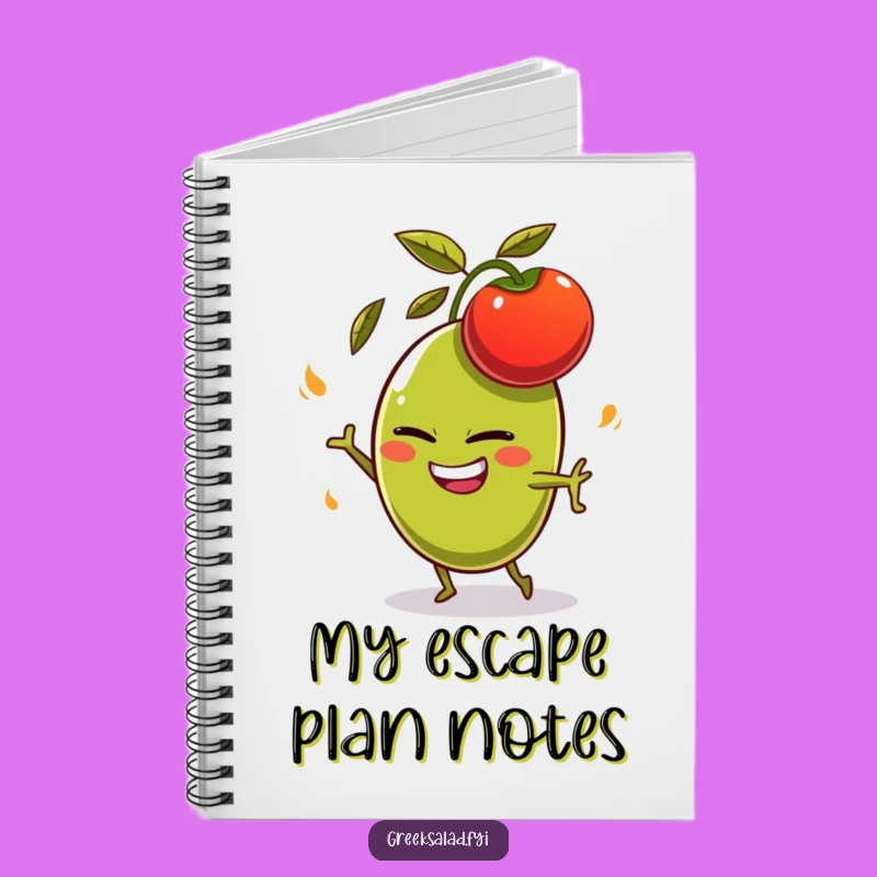 Funny Olive Dodging Tomato Notebook - Jot Down Laughs & Ideas
