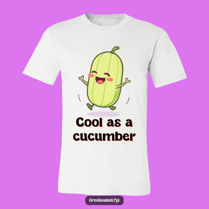 Funny Cucumber Roll T-Shirt, Hilarious Joyful Veggie Character Tee