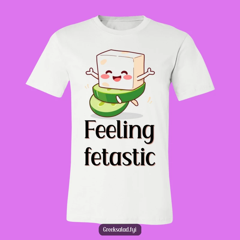 Funny Feta Cucumber Leap Tee - Playful Shirt for Cheese Enthusiasts
