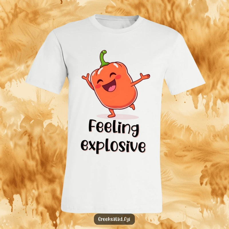 Funny Bell Pepper Cartwheel T-Shirt: A grinning bell pepper enthusiastically performs a cartwheel, bringing fun.