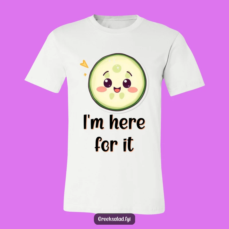 Funny Cucumber Slice Wink T-Shirt - Hilarious Veggie Apparel for Laughs