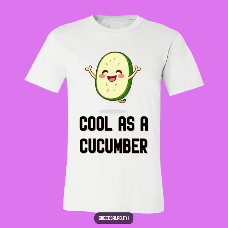 Funny Jumping Cucumber Slice T-Shirt - Hilarious Veggie Action, Great Gift