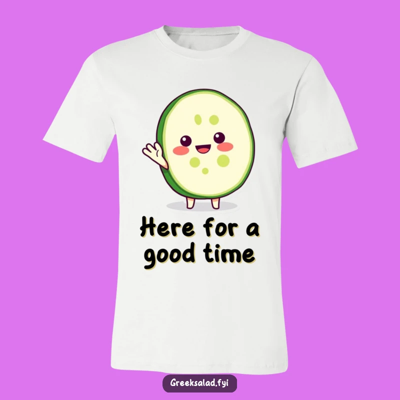 Funny Cucumber Slice T-Shirt: A Cheerful Waving Veggie Tee Gift