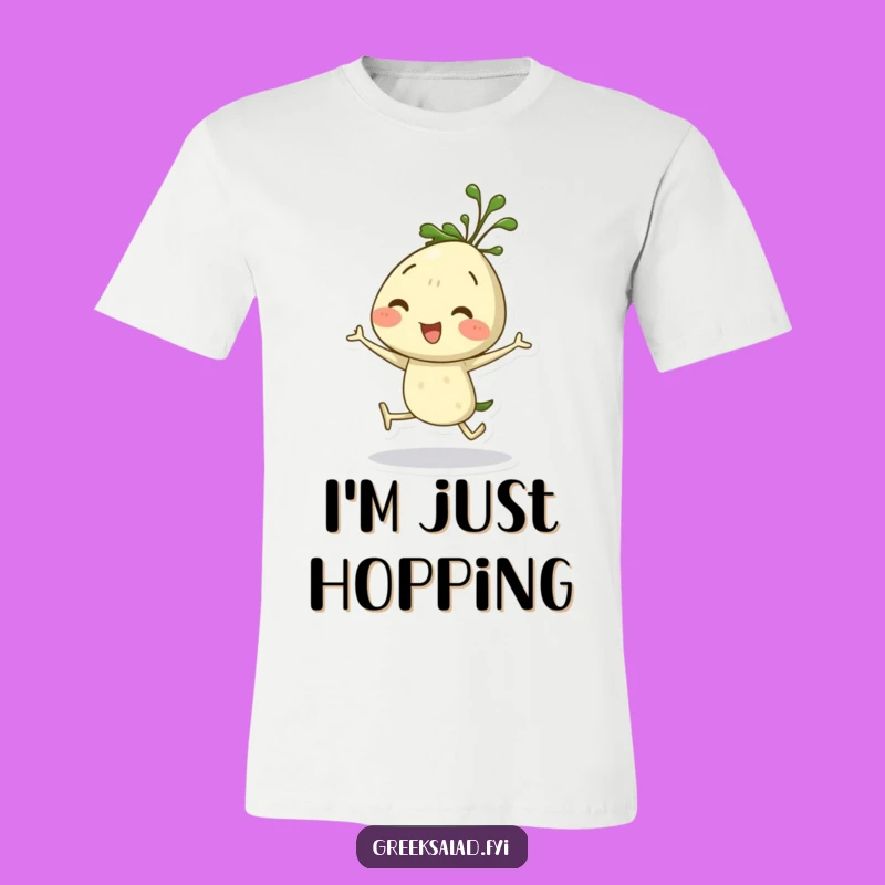 Funny Dill Sprig Hopping T-Shirt: Lively Herb Character Tee, Great Funny Gift!