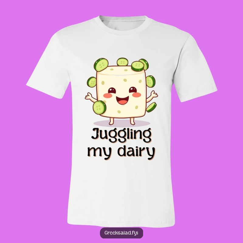 Funny Feta Cheese Juggling Cucumbers T-Shirt - The Ultimate Quirky Veggie Tee