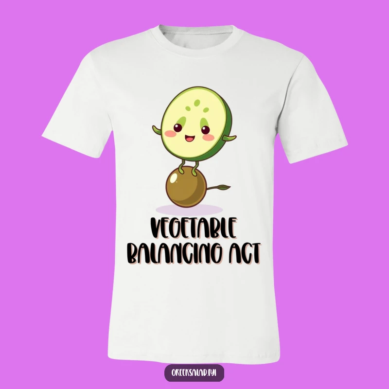 Funny Cucumber & Olive Balancing T-Shirt: A Hilarious Healthy Food Tee for a Good Laugh