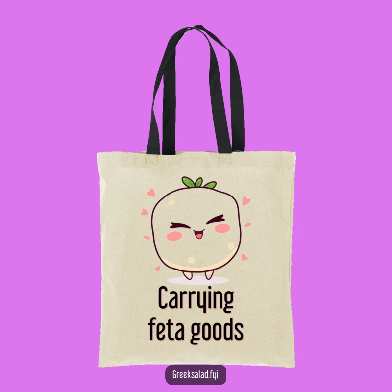 Funny Winking Feta Tote Bag, Hilarious Cheesy Accessory for Grocery Runs