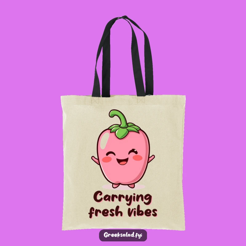 Funny Cheerful Bell Pepper Tote Bag: Carry Your Smiles and Groceries with Flair!